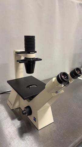 Carl Zeiss Invertoskop Inverted Phase Contrast Microscope with 3 objectives, USED