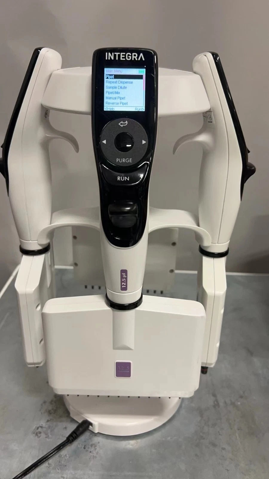 Set of 4 Integra Viaflo 12 Channel Pipettes & Stand 12.5, 125, 125, & 1250 uL