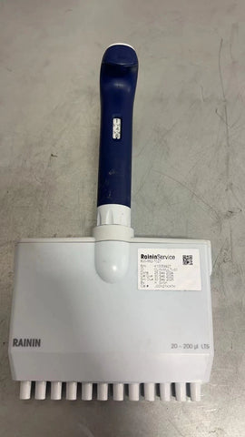 Rainin Pipet-Lite L200 XLS LTS 12 Channel 20-200uL pipette Calibrated 2024, USED