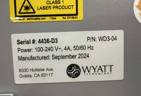 Waters Wyatt Dawn Light Scattering MALS & Optilab Refractome Detectors, 2024