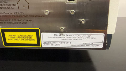 2019 Malvern Zetasizer Nano-ZS ZEN3600 Particle Size Analyzer w/ System Software