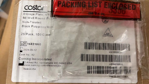 Corning 96-well Black Round Bottom Polypropylene Microplate, 3356, 100/case