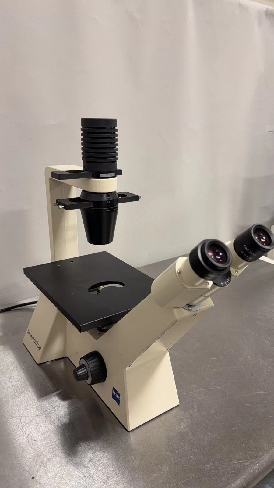Carl Zeiss Invertoskop Inverted Phase Contrast Microscope with 3 objectives