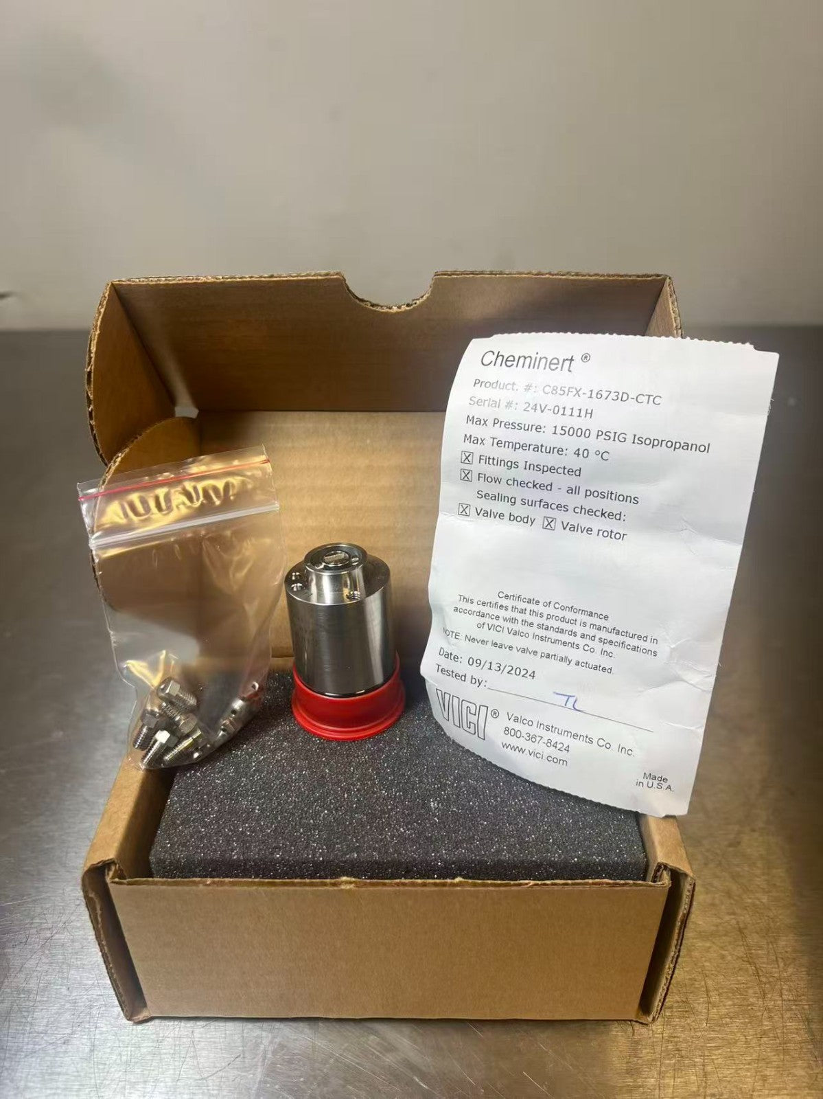 VICI C85FX-1673D-CTC 10 cheminert 6 port 15K valve, SS, 15000 psi