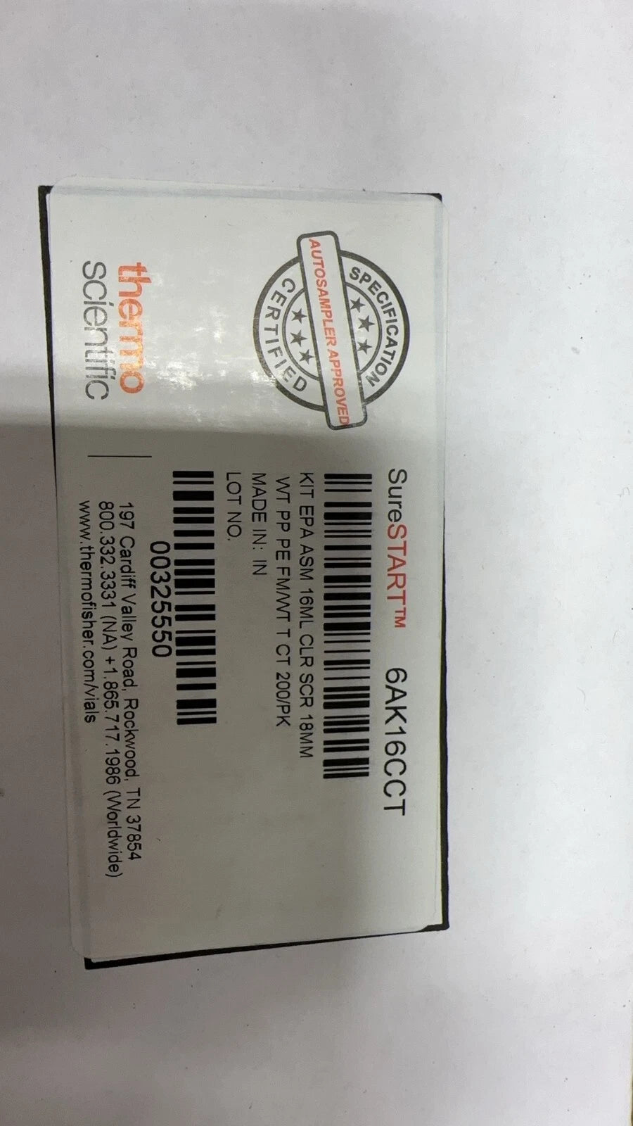 Thermo 6AK16CCT SureSTART™ 16mL Clear Glass Closed Top Sample Storage Vial Kit