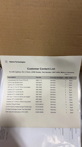 Agilent 5067-4250, 2/6 Capillary. Kit, 0.12mm, LDHE Double, Capillary & Tubing