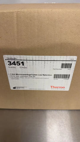 Thermo Scientific 3451 1.5ml Microcentrifuge Tubes Low Retention, 5000 tubes