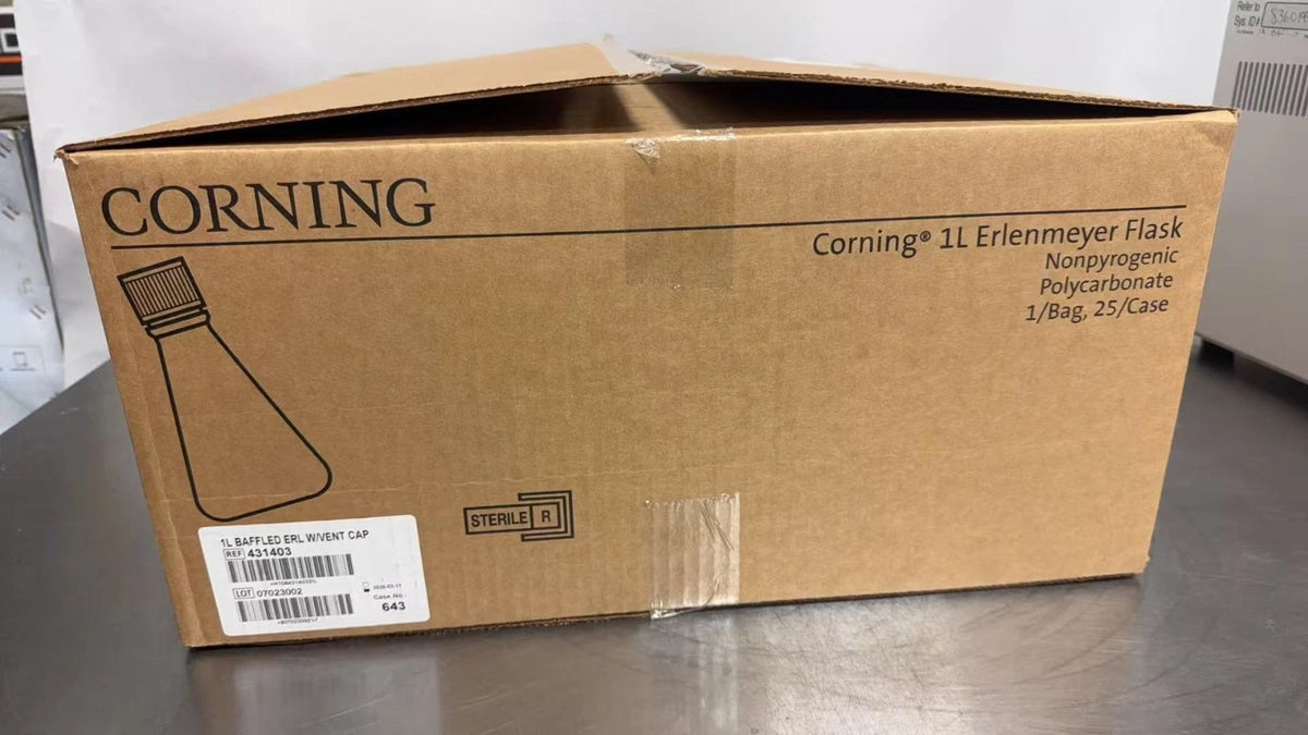 CORNING 431403 1L Baffled ERL Flask with Vent Cap