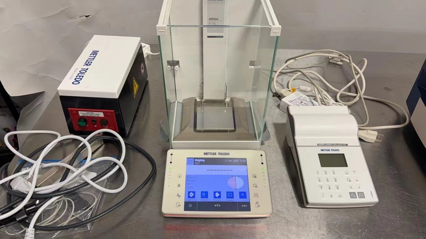 Mettler Toledo XPE504 Balance, 220g/0.1mg, High Voltage Power, printer