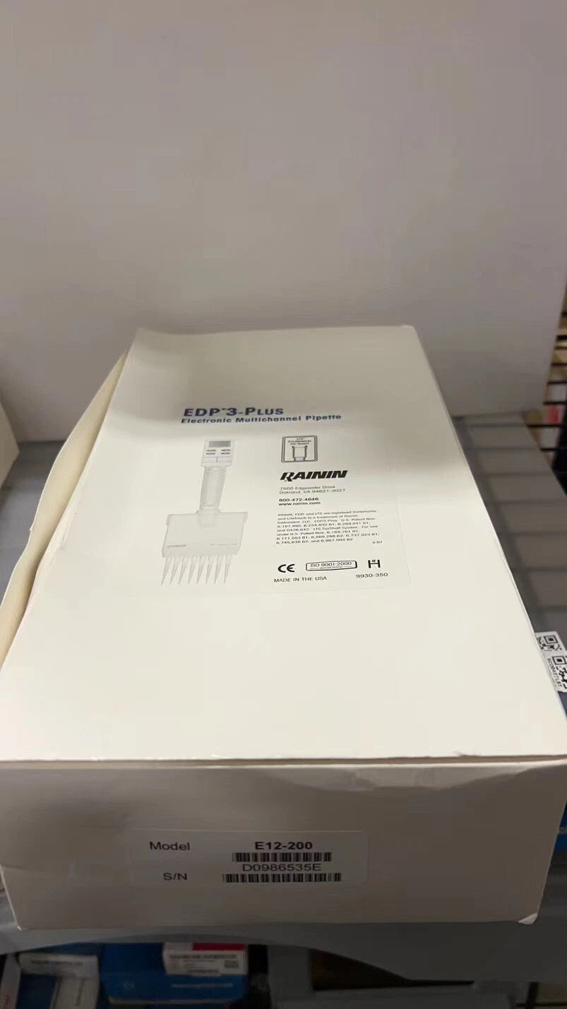 Rainin EDP 3 plus, E12-200, 12 channel electronic pipette, 20-200uL, NEW!