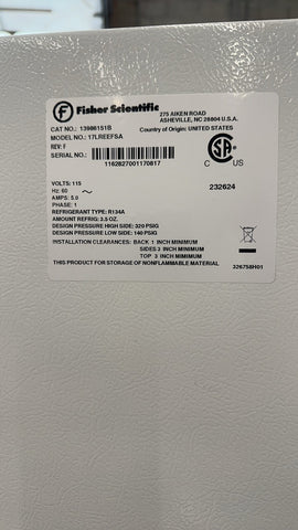 Fisher Scientific Isotemp Refrigerator Model 13-986-151B 33"W x 27"Dx 65"