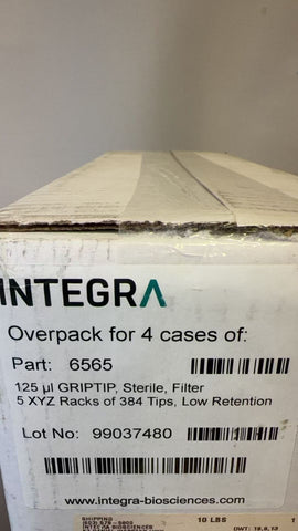 1 case of  XYZ RACKS INTEGRA 6565 125 uL STERILE 384 TIPS FOR VIAFLO 96 384 MINI