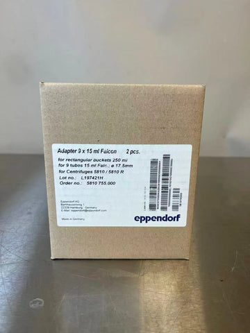 New Eppendorf 9 x 15ml Adapters for A-4-62 250ml Rectangle Bucket Rotor, PK/2