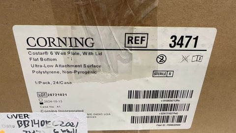 CORNING Polystyrene 6-Well Flat Bottom Clear Well Plates 3471 (24/cs)