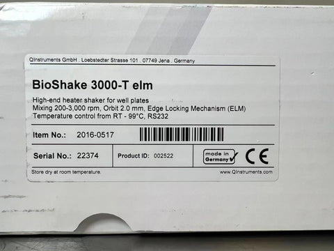 Q INSTRUMENTS BIOSHAKE 3000-T ELM thermo Shaker 2016-0517