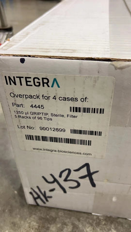 Integra 4445 Box of 4 - 1250uL Sterile Filter 5 Rack of 96 GripTips, total 1920