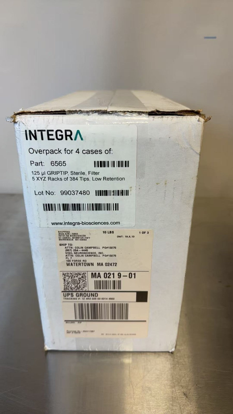 1 case of  XYZ RACKS INTEGRA 6565 125 uL STERILE 384 TIPS FOR VIAFLO 96 384 MINI