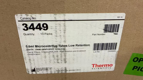 Thermo Scientific 3449 Snap Cap Low Retention Microcentrifuge Tubes, 5000 tubes