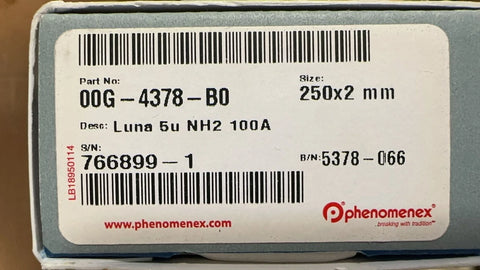 Phenomenex Luna 5 µm NH2 100 Å, LC Column 250 x 2 mm 00G-4378-B0