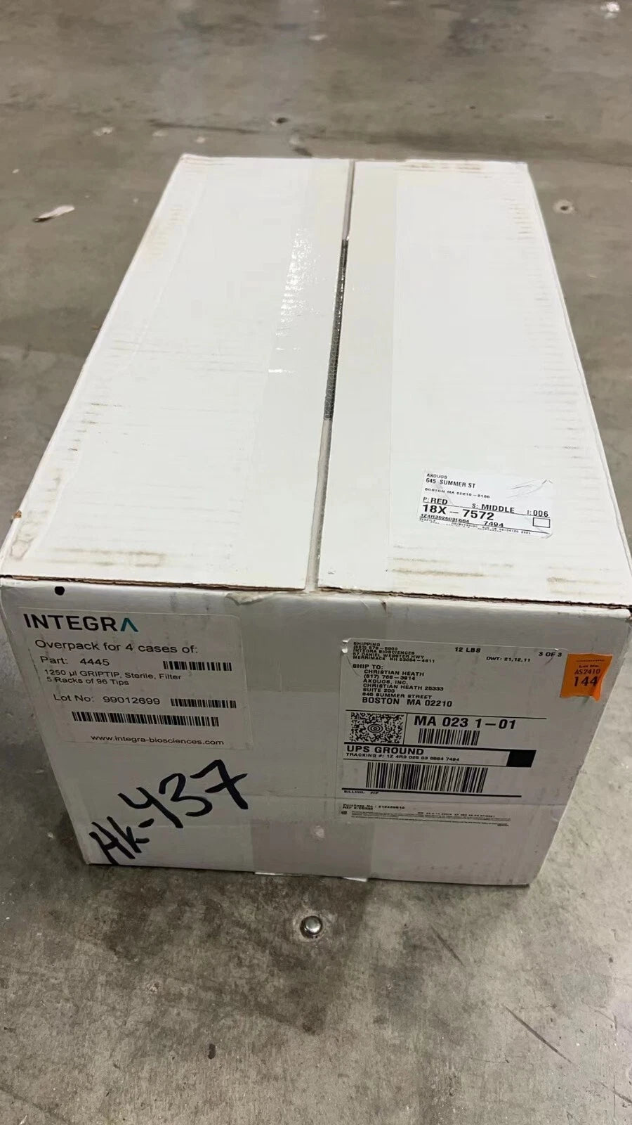 Integra 4445 Box of 4 - 1250uL Sterile Filter 5 Rack of 96 GripTips, total 1920