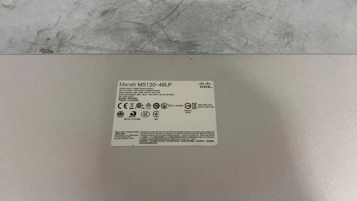 Cisco Meraki MS120-48LP Ethernet Switch