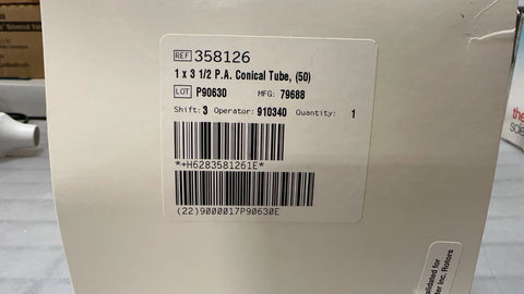 Beckman 358126 31.5 mL, Polypropylene Konical Tube, 25 x 89mm - 50Pk