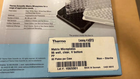 Thermo Scientific Matrix Microplates 96 well, clear, V bottom #4919, 80 /case