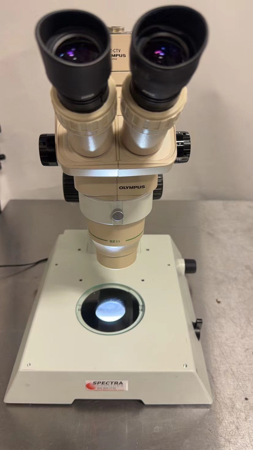 Olympus SZ11 Stereo Microscope w/ SZX-ILLK100 Base & Nanodyne T2P1