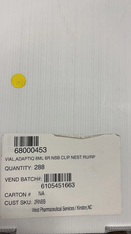 West Pharmaceutical Services 68000453 ADAPTIQ 8ml 6R NBB VIAL