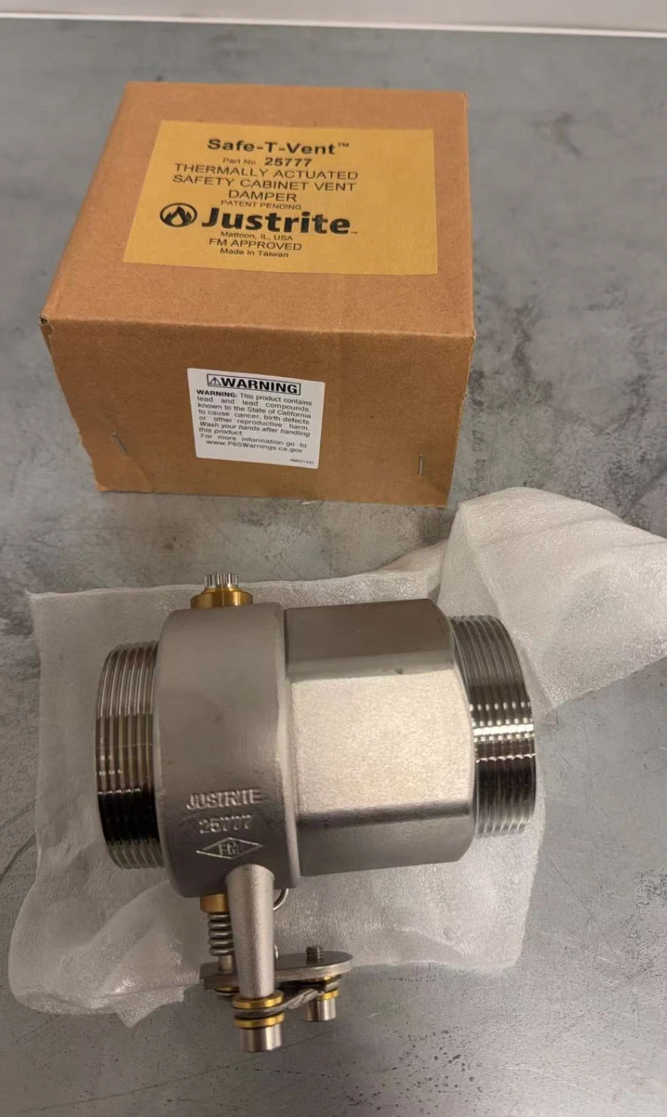 Justrite 25777 Thermally-Actuated Damper for Venting Cabinets, Safe-T-Vent