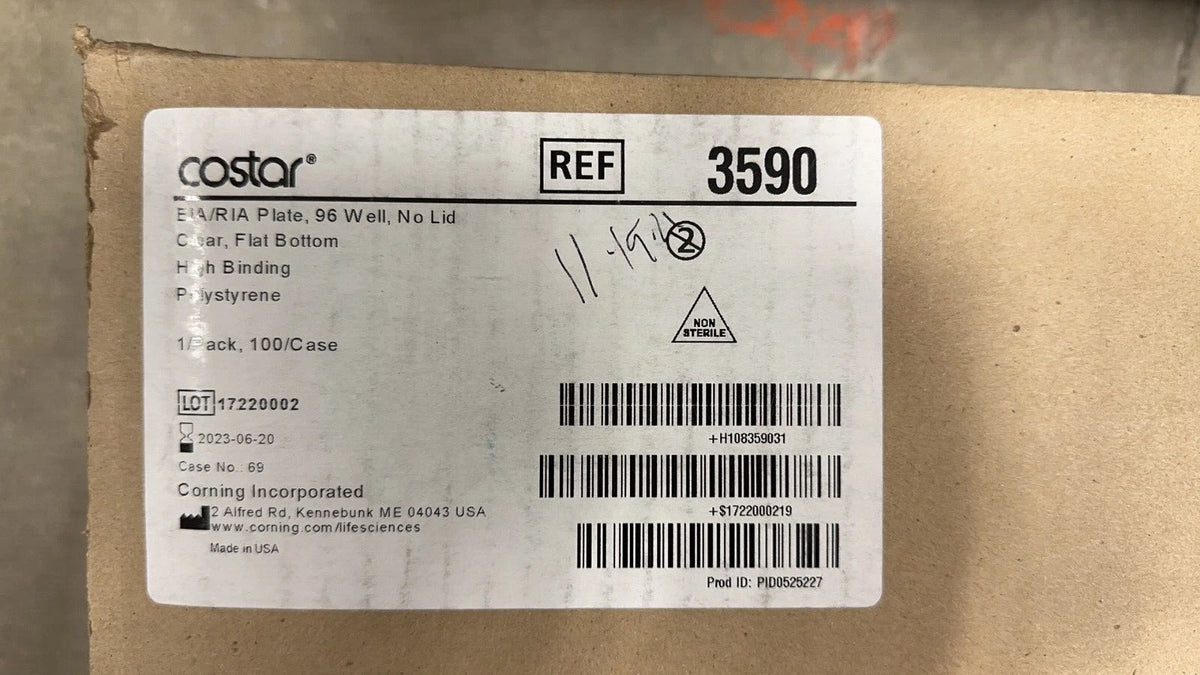 Corning 3590 Clear Polystyrene 96-Well Microplates, 100/CS