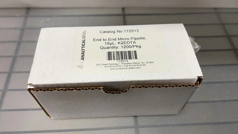 Analytical Sales 172513 End to End Micro Pipette, 15µL, K2EDTA, 1200 units