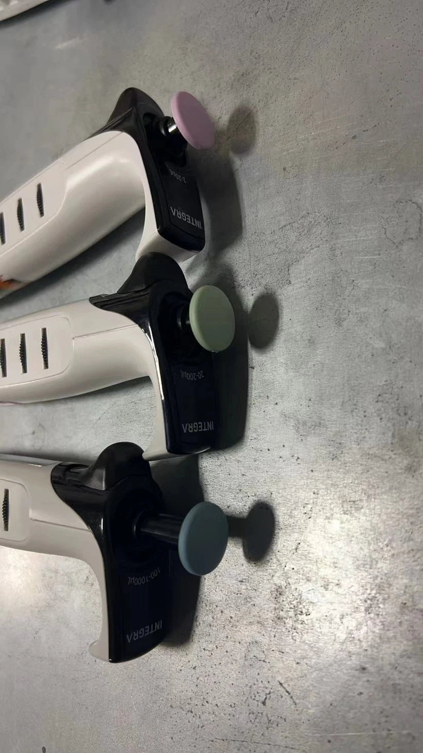 Set of 3 Integra Evolve Pipettes single channel adjustable 20, 200, 1000