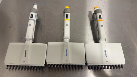 Set of 3 Eppendorf Research plus 12 Channel Multi pipette Range 10, 100, 300