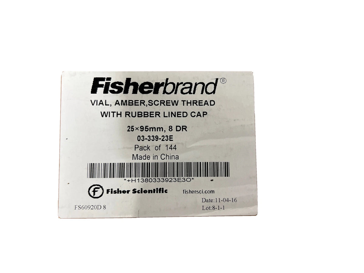 fisherbrand 03-339-23e Vial Amber Screw Thread With Rubber Lined Cap 144pcs