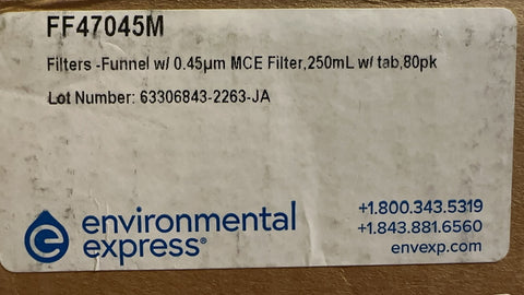 77/Pk Environmental Express Disposable Filter Funnels w/0.45um MCE Filter w/ Tab